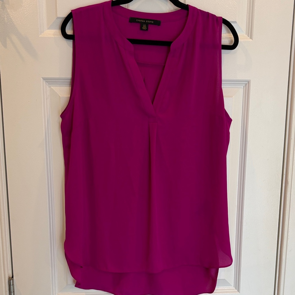 Cynthia Steffe Vibrant Pink Sleeveless Blouse Tank